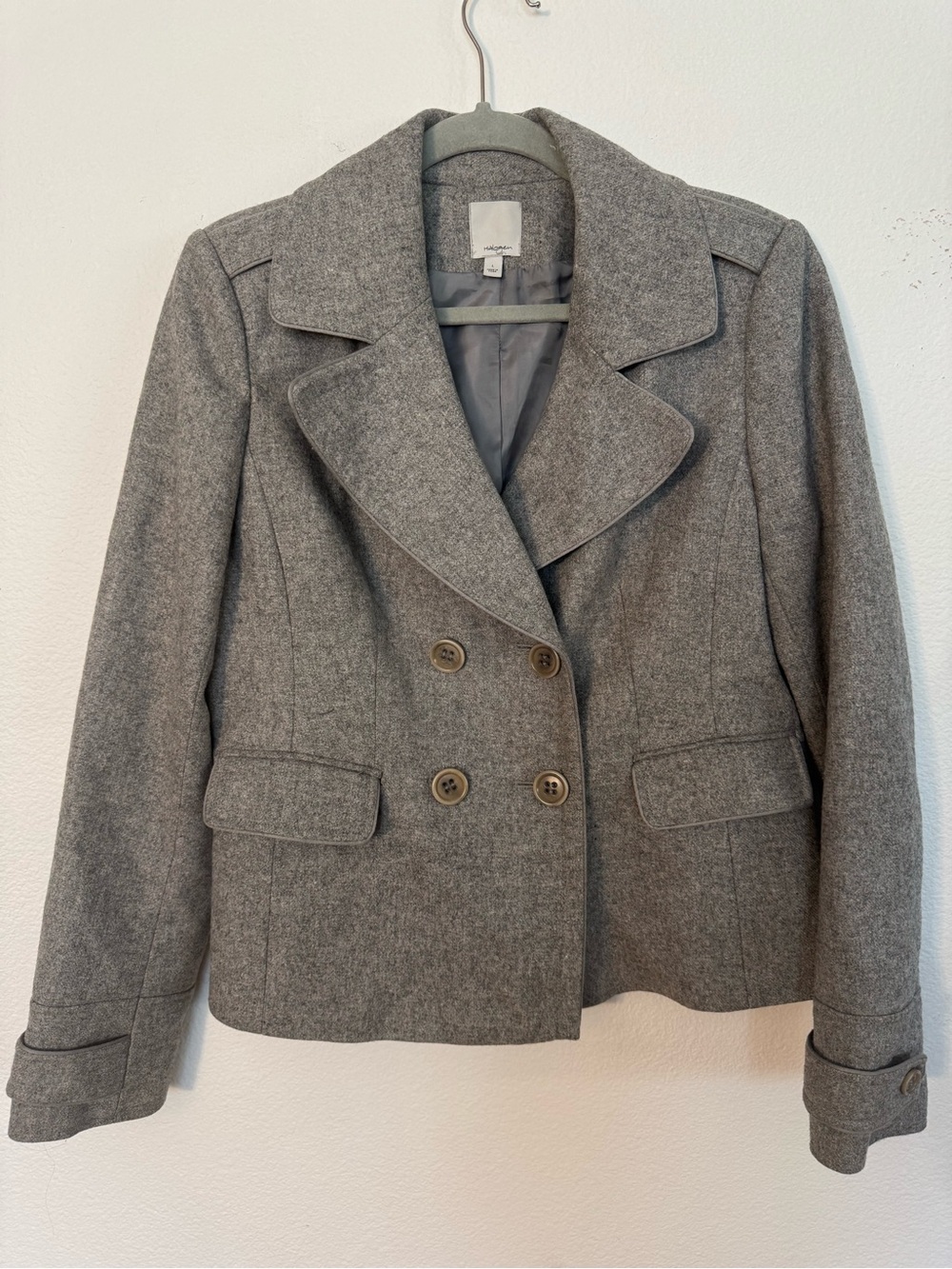 Halogen Gray Double-Breasted Peacoat
